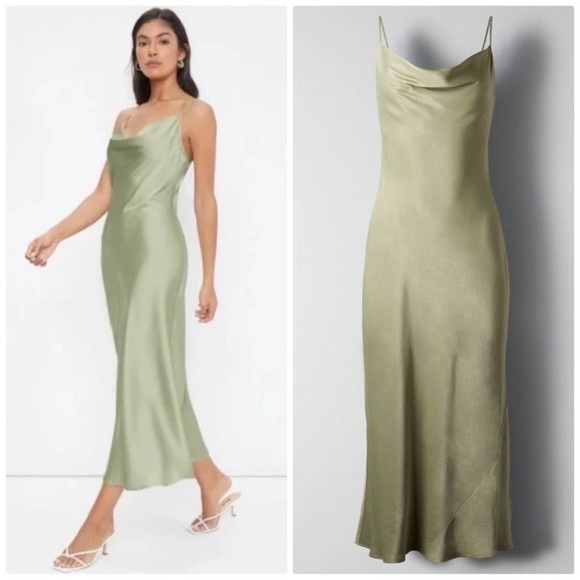 Aritzia Dresses & Skirts - Aritzia | Wilfred | Canto Bias Cut Slip Dress Green Size XS Flawed